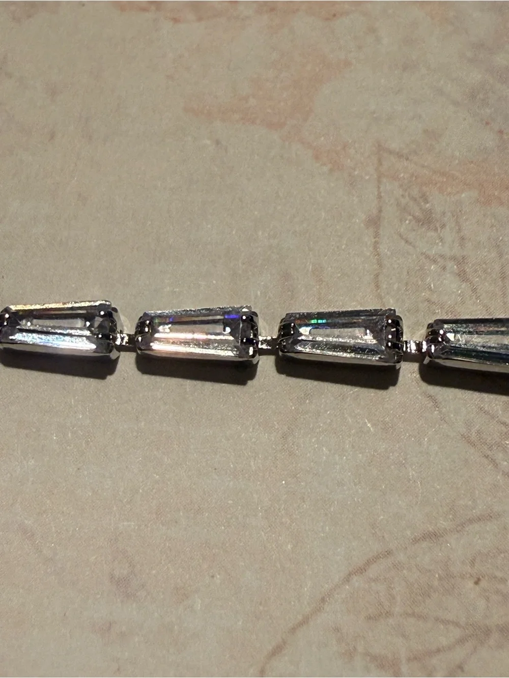 Silver Crystal Baguette Link Bracelet - Women Jewelry